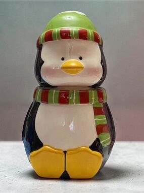 Vintage St. Jude Collectible Porcelain Mini Cookie Jar Christmas Holiday Penguin